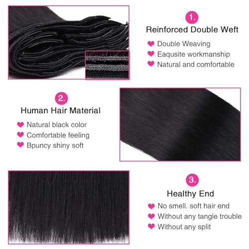 Clip in Hair Extensions for Black Women Straight Human Hair 100% Unprocessed Full Head Brazilian Virgin Hair Natural Black Color,8/Pcs with 18Clips,120 Gram (30inch, Straight hair)