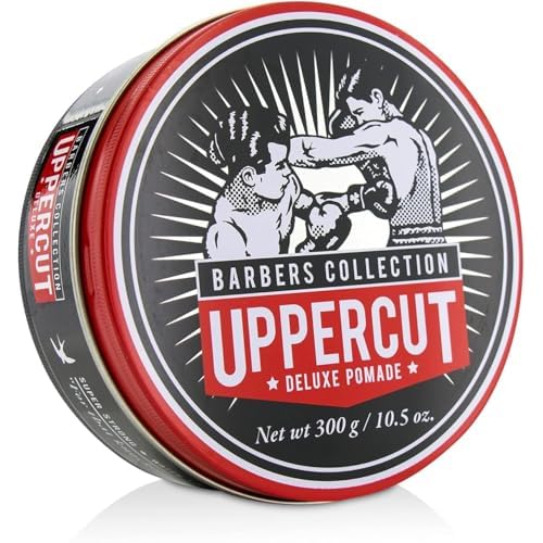 Uppercut Deluxe Barbers Collection Deluxe Pomade, 10.5 oz / 300g - Strong Hold, High Shine Hair Pomade ? Water-Based, Easy Washout ? Classic Barber Styling for Slick Backs, Side Parts & Pompadours