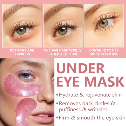 30 Pairs Lip Mask & Eye Mask,Under Eye Patches for Puffy Eyes,Pink Moisturizing Spa Daily Labial Lip Masks,Bachelorette Party Favors & Accessories,Party Favors Adults,Skincare,Stocking Stuffers