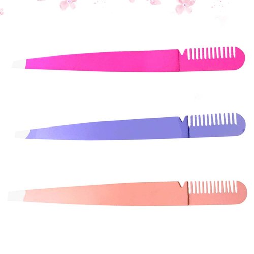 3pcs 2 1 Eyebrow Tweezers 2 in 1 Tweezer Comb Eyebrow Clamps Makeup Supplies Makeup Tools