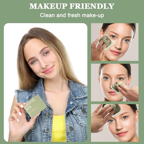Natural Oil Blotting Sheets for Face With Travel Makeup Mirror- 3 Pack(300 sheets), Oil Absorbing Sheets for Face, Makeup Friendly High-performance Blotting Papers for Oily Skin