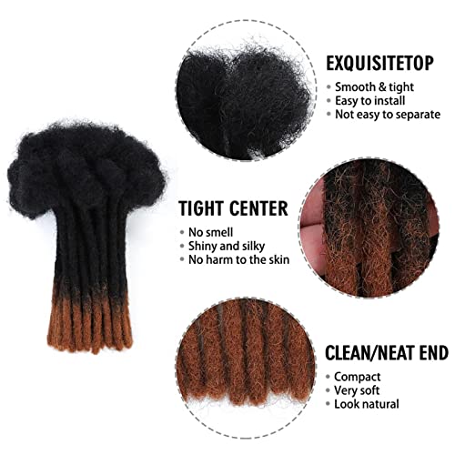 0.6 cm Thickness 10Inch #T1B/30 60 Strands 100% Real Human Hair Dreadlock Extensions for Men and Women. Handmade for Full Head, Can Be Dyed and Bleached. Dreadlocks Bulk Permanent Locs