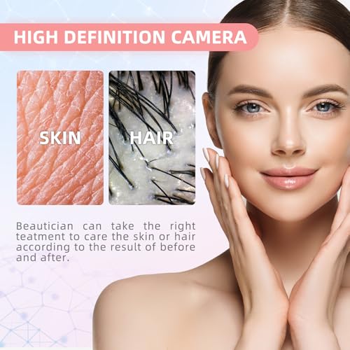 Skin Hair Analyzer, 5 Inch HD Screen Rechargeable Digital Hair Analyser Machine with 50X/200X Lens, Scalp Hair Follicle Oil Magnifying Diagnosis Tester 100?240V for Home Salon Use (US Plug)
