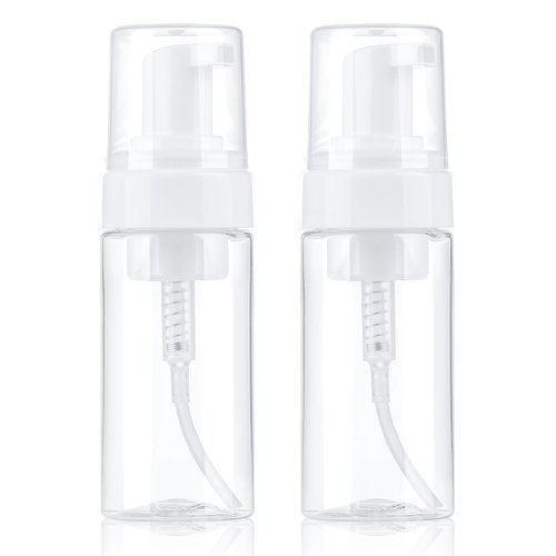 Boenoea Plastic Foam Pump Bottle, 4oz/120ml Foam Bottles Dispenser BPA Free Empty Refillable Container for Hand Soap, Shampoo - Pack of 2 Clear