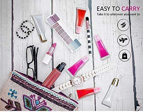 100 PACK 10ml Lip Gloss Tubes with 50 x Pink Caps + 50 x Blue Caps