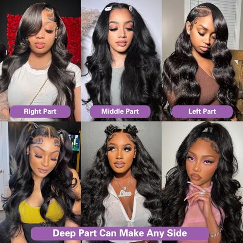 Body Wave Lace Front Wigs Human Hair 13x6 HD Lace Frontal Wigs Human Hair for Women Pre Plucked with Baby Hair Natural Hairlin 34 Inch 180% Density