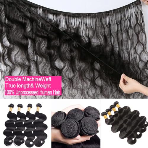 16A Human Hair Bundles 14 16 18 20 Inch Body Wave 400g Unprocessed Brazilian Virgin Hair 4 Bundles Deals Human Hair Extensions Quick Weave Human Hair Natural Black Color