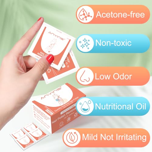 Nail Polish Remover Pads£¬100PCS Nail Polish Remover Wipes Fast Remove with Nutrition Oil Individually Wrapped Professional Nail Salon and Home Use