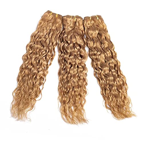 FEEL ME Brazilian Water Wave Hair 3 Bundles (18, 20, 22 inches) #27 Honey Blonde Brazilian Human Hair Weaves 8A Mink Unprocessed Virgin Water Wave Hair Extensions