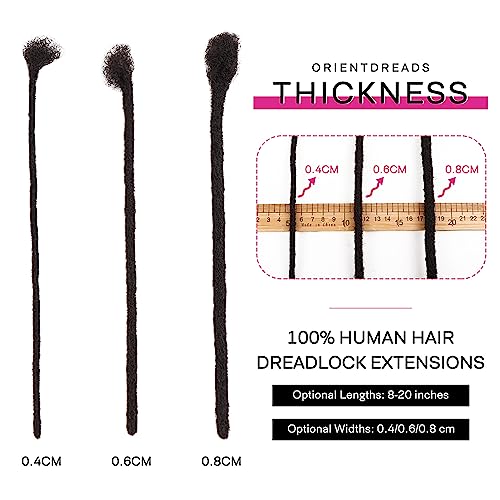 100% Loc Extensions Human Hair, 14Inch 0.6cm 40 Strands Handmade Dreadlock Extensions for Men Women Kids (#Natural Black)