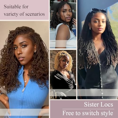 Originea Micro Locs Extesnions Human Hair 0.1cm Thickness Sisterlocks Curly Tips, Full Handmade Interlocking Permanent Soft Dreadlock Extensions Natural Looking Locs(1B# 0.1cm, 8 Inch 200 Strands)