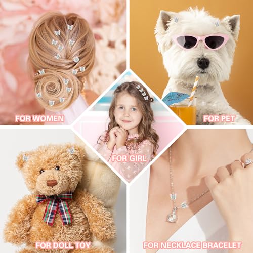 Ouligay 12pcs Sparkly Colorful Hair Accessories - Mini Butterfly Hair Clips and Tiny Claw Clips for Girls and Women (Glitter Color)