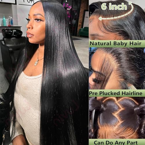 34 Inch 13x6 Lace Front Wigs Human Hair Pre Plucked 180 Density Straight HD Lace Front Wigs Human Hair 13x6 Lace Frontal Straight Human Hair Wigs for Women Glueless Wigs Human Hair