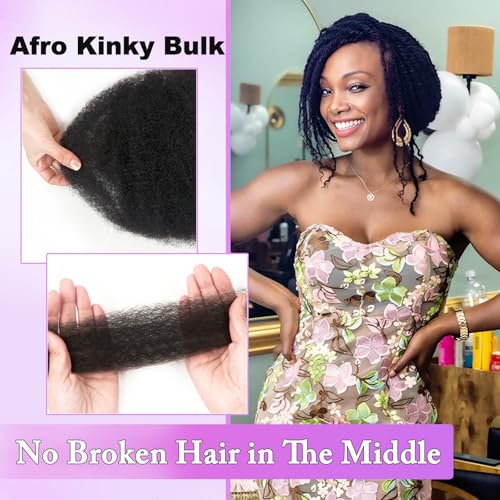 Kinky-curly Bundles Human Hair 16 Inch Afro Kinkys Bulk Human Hair for Braiding Mini Twists 100g 4c Human Braiding Hair For Dreadlocks Extensions