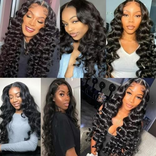 Loose Wave Bundles Human Hair Short Brazilian Virgin Human Hair Loose Wave Natural Black Color Can Be Dyed and Styled 3 Weave Bundles Total 300g 14 16 18 Inch