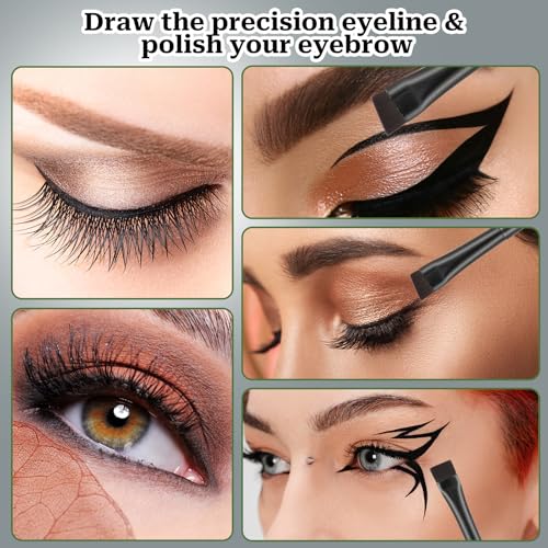 12 Pack Angled Eyeliner Brush Set Eyebrow Brushes, Flat Eyebrow Tint Brush, Ultra Thin Makeup Brush, Fine Slanted Eyebrow Brush Applicator, Eye Makeup Brush Applicator