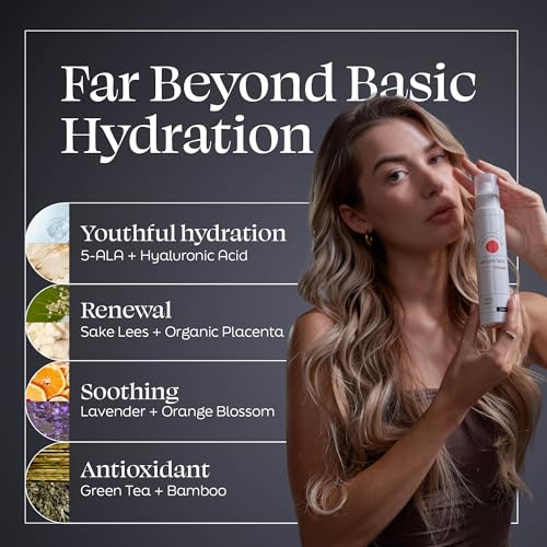 Face Mist Moisturizer - Calming Facial Moisturizing Spray with 5-ALA, Hyaluronic Acid, Green Tea, Lavender - Fast-Absorbing Hydrating Antioxidant Spray for All Skin Types - 3.3 Fl Oz