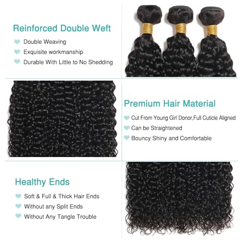 30 32 34 Inch Kinky Curly Human Hair Bundles Natural Black Color Brazilian Unprocessed Virgin Hair Extensions For Women