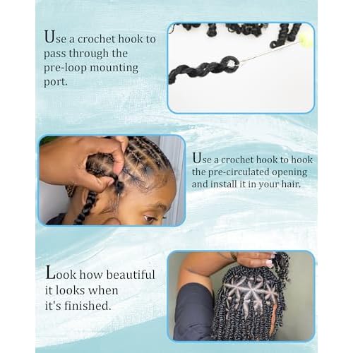 Passion Twist Crochet Hair for Black Women-10 Inch 8 Packs Natural Black, Pre Looped Pretwisted Hair Extensions,Braided by Synthetic Spring Kinky Twist Bohemian Curl(10"-8P,1B)