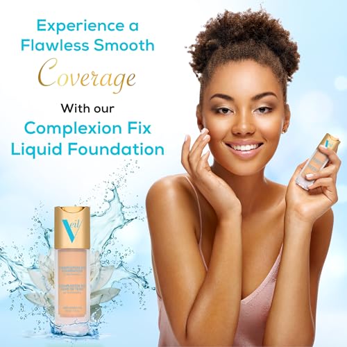 Veil Cosmetics Complexion Fix Liquid Foundation ? Buildable Coverage ? Water-Resistant, Hypoallergenic, Oil-Free, Cruelty-Free & Vegan ? Lightweight & Brightening ? Long Lasting (2N Light Neutral)