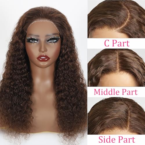 ONICE Wear And Go Glueless Wigs Human Hair Pre Plucked Pre Cut 5x5 HD Lace Closure Human Hair Wigs For Black Women Upgraded No Glue Deep Wave Lace Front Wigs Human Hair(Chocolate Brown,26Inch)