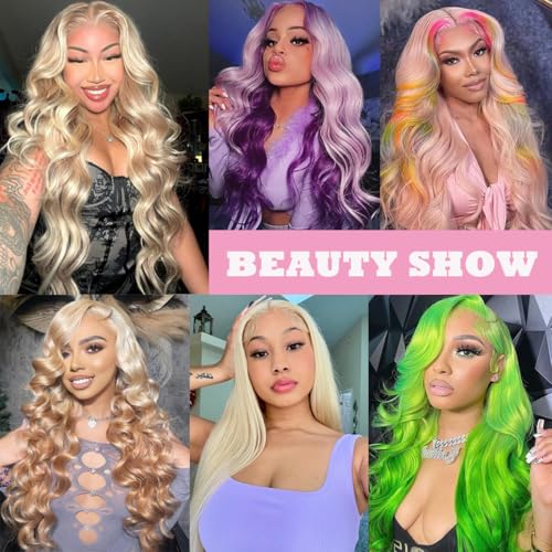 613 Bundles Blonde Human Hair Body Wave Bundles with Closure (16 18 20+14 Inch) 100% Unprocessed 12A Grade Brazilian Virgin Hair Extensions Quick Weave Extensions for Women
