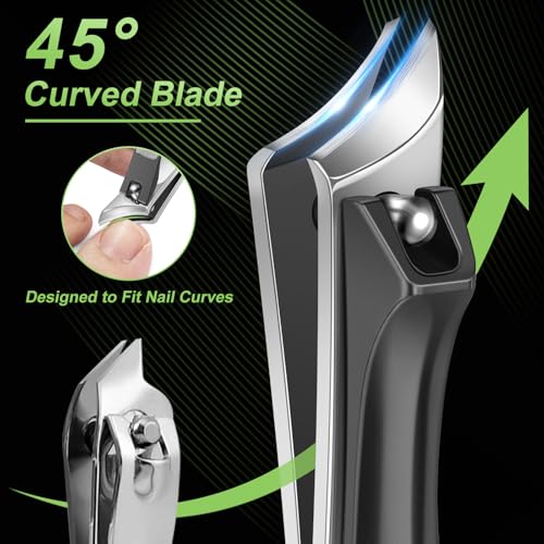Ingrown Toenail Clippers, Stocking Stuffers for Men Slanted Nail Clippers for Thick Nails for Seniors, Edgy Angled Finger Nail Cutters for Adult, Men, Women with Curved Blade, Nail File