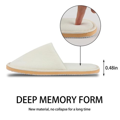 BoxSkivra 2-6 Pairs Spa Slippers, Indoor Slippers, Disposable Slippers for Guests, Washable & Non-Slip Reusable, Women, Men, House, Bedroom, Hotel, Travel, Wedding (Thick Soft)