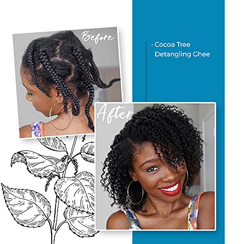 Qhemet Biologics Cocoa Tree Detangling Ghee - Softening Detangler Ideal for High Porosity 4C-3C Hair - Makes Combing Easier & Restores Pliability, Elasticity & Softness to Dry, Matted Hair (9 oz)
