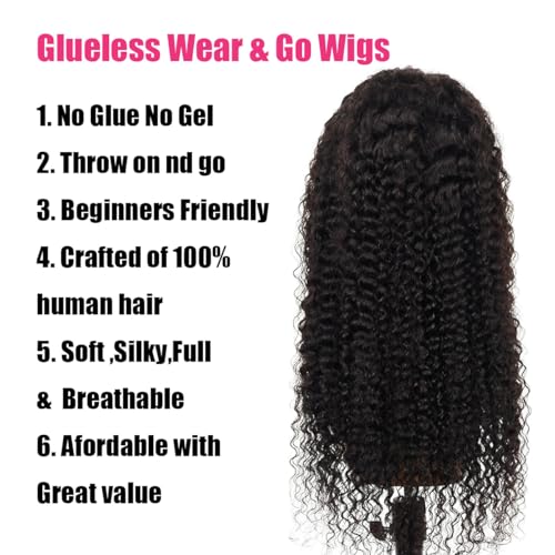 SENSAIRUITE 30 Inch Glueless Wigs Human Hair Pre Plucked Pre Cut 13x4 HD 180% Density Curly Human Hair Wig Wear and Go Glueless Wig Deep Wave Lace Front Wigs Human Hair Frontal Wigs for Women
