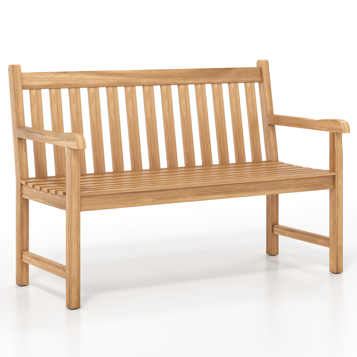 51/62inch Teak Outdoor Porch Bench 3-Seat Solid Wood Garden Patio