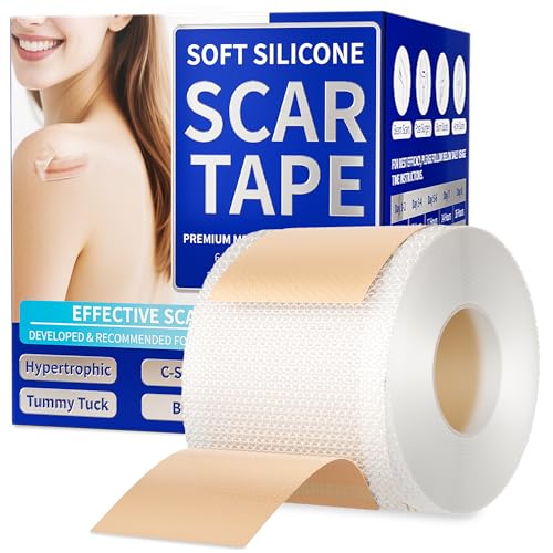 Medical Grade Silicone Scar Sheets & Tape - 1.6¡±x60" Roll, Ultra Soft, Hypoallergenic Rolls for Surgical, Keloid Scars, Tummy Tuck, C-Section, Stretch Marks, Burn & Bumps Scar Removal, 24H Comfortable
