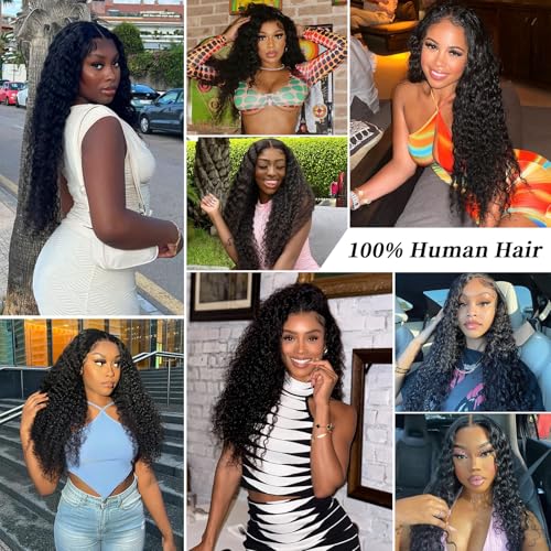 30 Inch 13x6 Deep Wave Lace Front Wigs Human Hair for Women HD Transparent Deep Curly Lace Frontal Wigs Human Hair Natural color