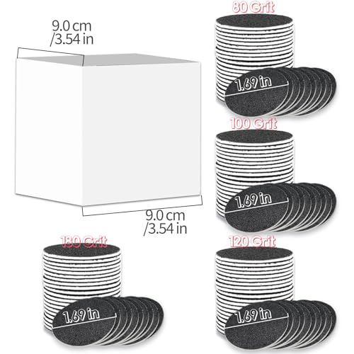 120 Pcs Replaceable Sandpaper Refill Discs for Electric Foot File Callus Remover(80 Grit/ 100 Grit/ 120 Grit/ 180 Grit) -Lightblack
