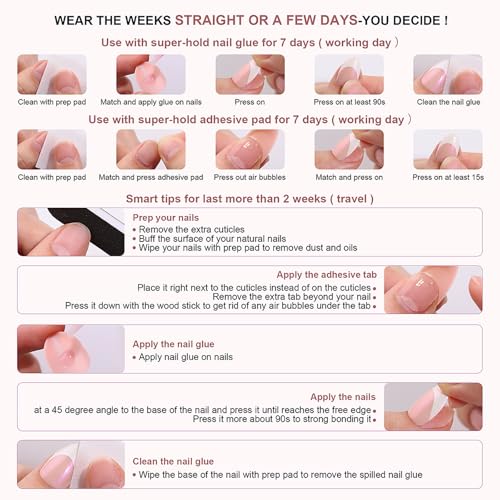 24Pcs Red French Tip Fake Nails Long Square Press on Nails pink Full Cover Glue on Nails with 3D Flower and Rhinestones Designs False Nails Gold Metallic Heart Acrylic Nails for Women