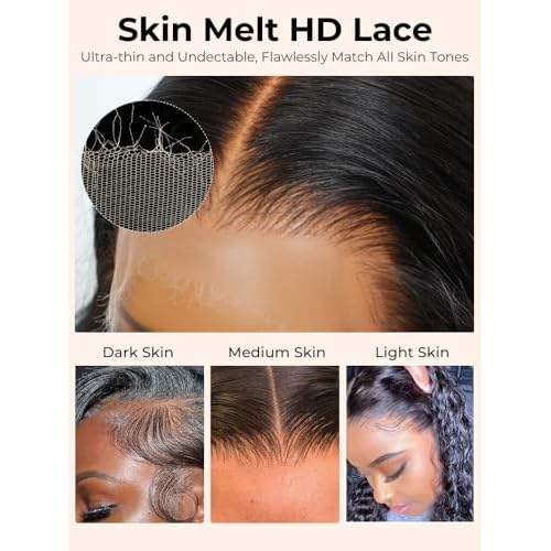Belaved 13x6 Real HD Lace Frontal Water Wave Closure Natural Hairline Ear to Ear for Bundles Human Hair 100% Unproccessed 12A Wet And Wavy Unprocessed Brazilian Virgin Remy 100% with Baby Hair 16inch