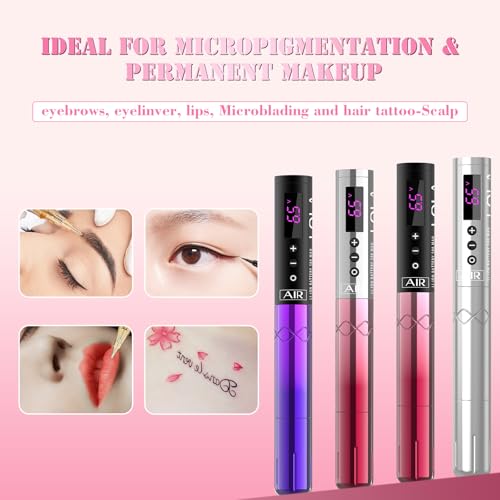 INKin Permanent Makeup Tattoo Machine, Wireless Tattoo Gun with 2Pcs 1500mAh Battery Pack LED Display, Professional Lola Air SMP Tattoo Pen for Beginners Artists (2.7mm Stroke)