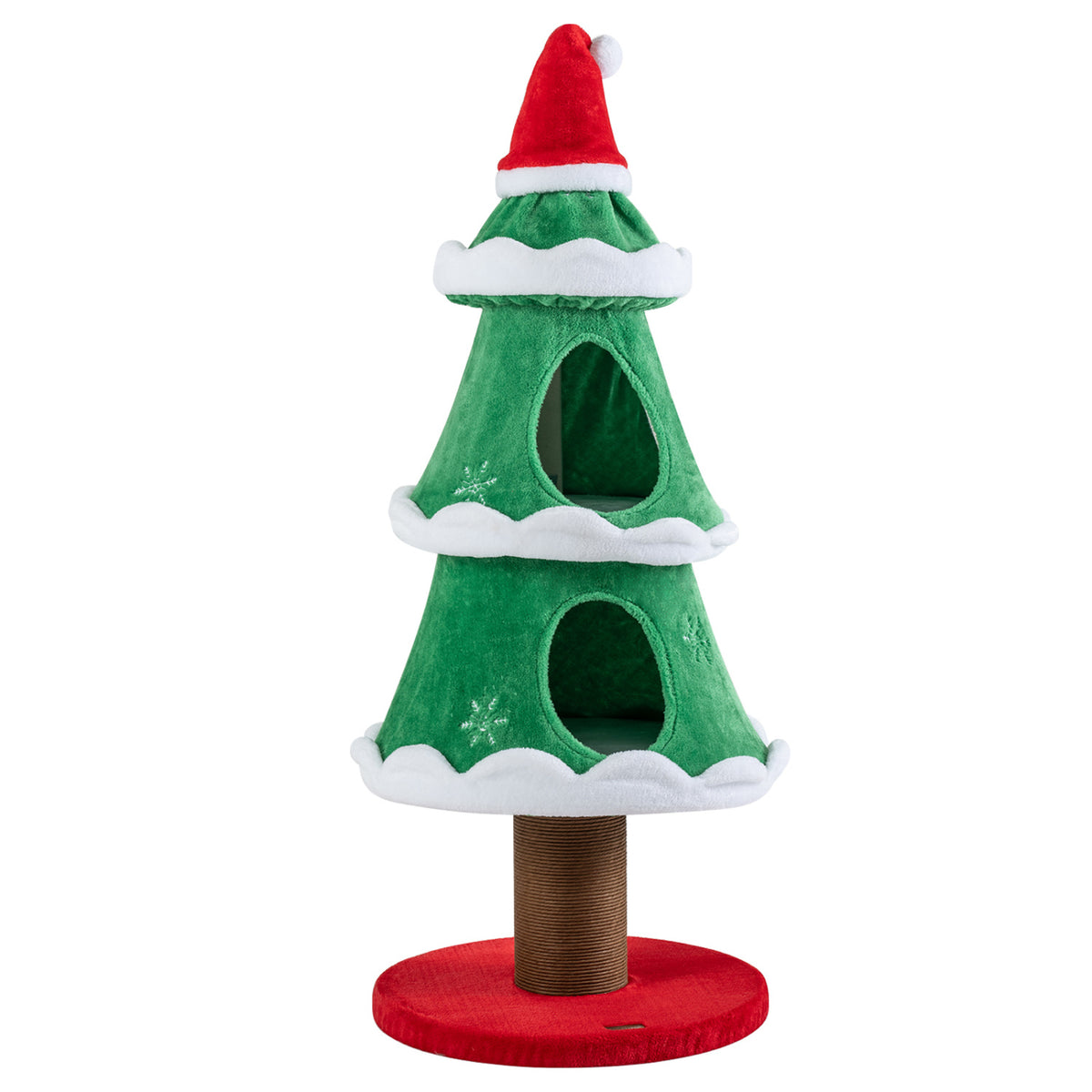 Christmas Cat Tree with 2 Condos & Scratching Post - Green, 51 Inch