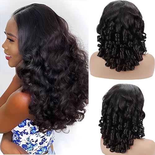 13x4 HD Lace Front Loose Wave Wig Human Hair 250% Density 15A Wet and Wav Frontal Wigs Human Hair Pre Plucked with Baby Hair Bouncy Loose Curly Glueless Frontal Wigs Human Hair For Black Women 20Inch