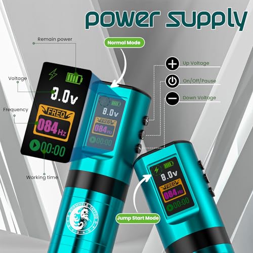 Tattoo Gun Kit, Wormhole Tattoo Kit Wireless Tattoo Machine Kit with Digital Led Display 1,800 mAh Tattoo Power Supply Smart Tattoo Pen Tattoo Cartridge Needles WTK277
