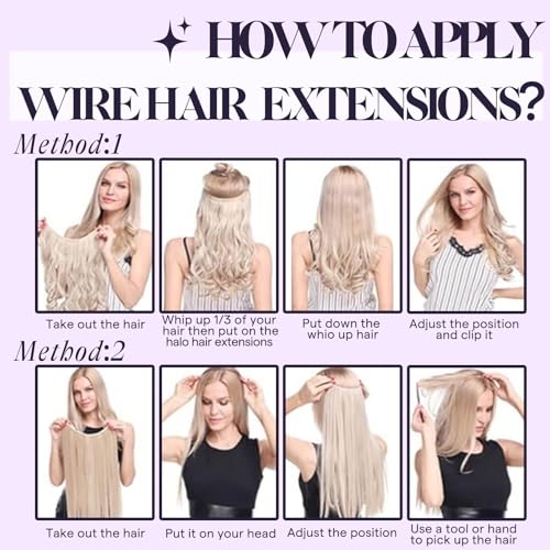 Fshine Invisible Wire Hair Extensions Real Human Hair Balayage Dark Brown to Walnut Brown Mix Honey Blonde 18 Inch Hidden Wire Hair Extensions Fish Line Hairpiece 120G