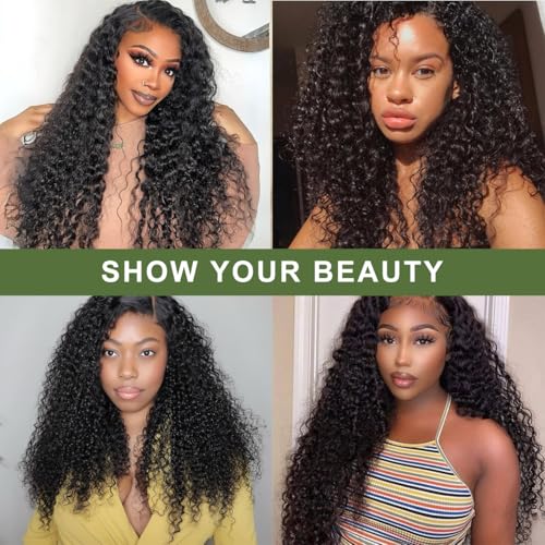 28inch 13x6 Deep Wave Lace Front Wigs Human Hair Pre Plucked Pre Deep Curly Human Hair Wigs for Women 180 Density HD Lace Frontal Wig With Baby Hair