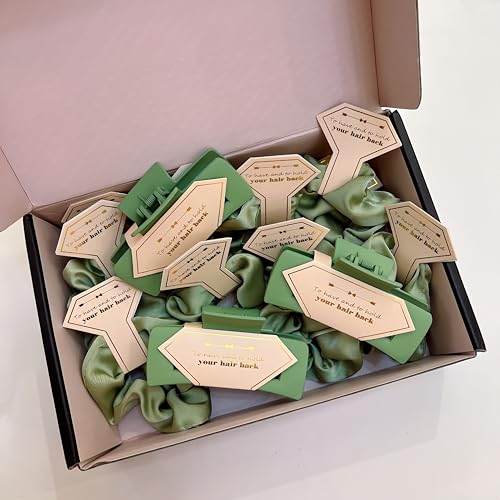 Bridesmaid Scrunchies Proposal Gifts square 4.1inch Bachelorette Hair Claws Clips Girls heart sunglasses headband gift for Wedding Party Favors (Sage Green)
