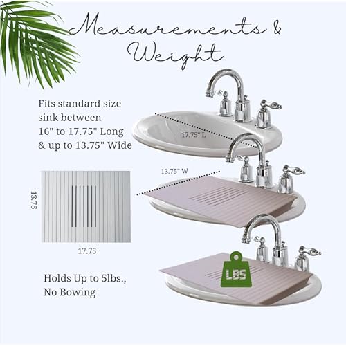 Sink Mat for More Counter Space. Rollable Sink Cover. Sink Topper. Makeup Organizer Mat. Must Have Bathroom Accessory.¡¦ (White)