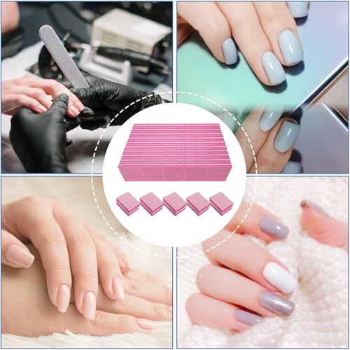 80/80 Grit Nail Buffers (50 Pack), Mini Nail Buffer Block Nail Files for Acrylic Nails and Natural Nails, Coarse Nail Buffer Blocks Bulk Buffing for Nail Buff Professional Manicure File Set Pink