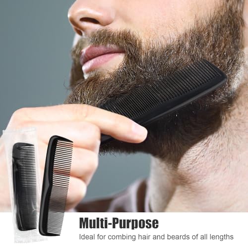 NICEMOVIC Combs Bulk for Men 150 Pack, Homeless Supplies Bulk, Beard Hair Wide Fine Tooth Mens Barber Pocket Small Mini Disposable Comb Set Individually Wrapped for Travel Hotel Home Shelter (Black)