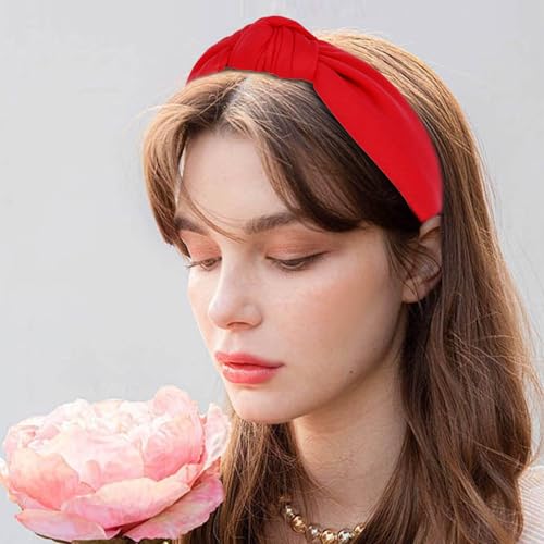 Red Knotted Headbands, Large Wide Thick Headbands for Women's Hair Fashion Accessories
