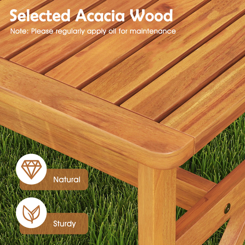 51 Inch Outdoor Acacia Wood Bench - Slatted Seat, 800 lbs Capacity