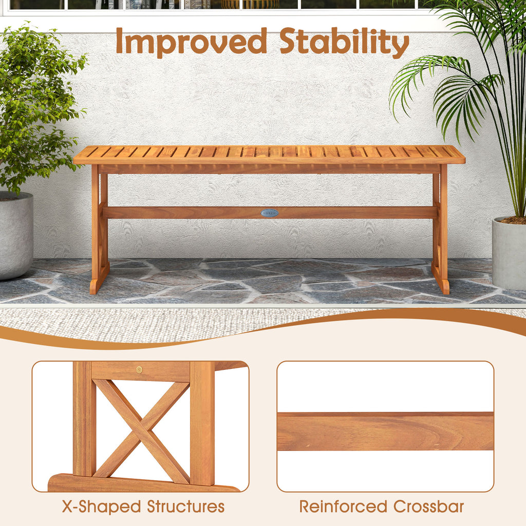 51 Inch Outdoor Acacia Wood Bench - Slatted Seat, 800 lbs Capacity