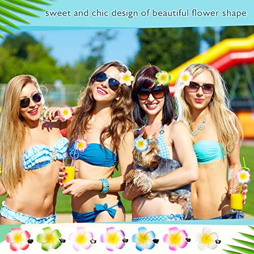 Geosar 100 Pcs Plumeria Hair Clip Hawaiian Foam Flower Hair Clips for Women Luau Beach Hawaii Tropical Bridal Wedding Party Decorations Accessories Vacation Supplies(2.4 Inch)